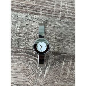 Anne Klein Silver - Toned Ceramic Bangle Ladies Wrist Watch new battery